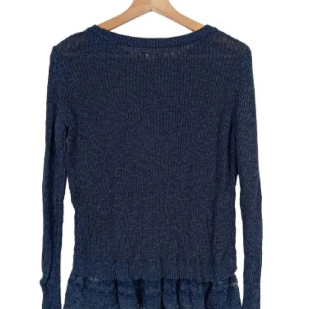 Hollister Y2K Dark Blue Knit Lace Trim Layered Peplum Sweater Bella Swan Small S